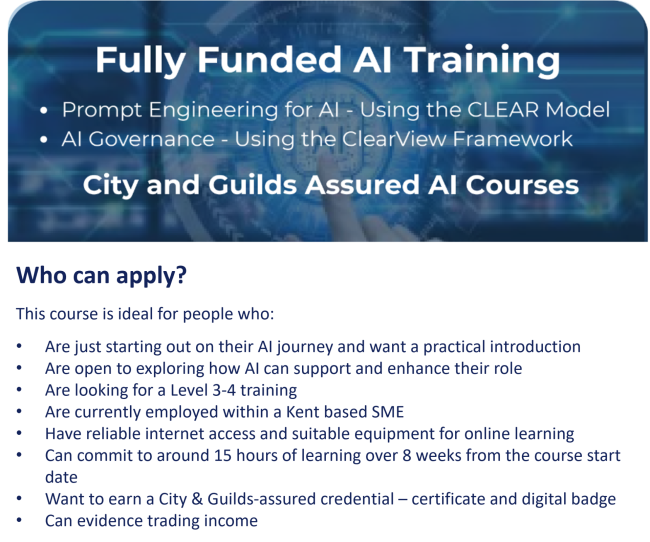 Fully Funded AI Training – City & Guilds Assured Courses Kent